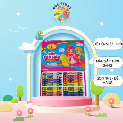 Bút sáp màu Star Kids 12 / 18 / 24 màu + tặng kèm sổ tô màu